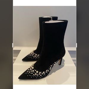Brand new JIMMY CHOO Mavie 85 Suede Ankle Boots with Pearls